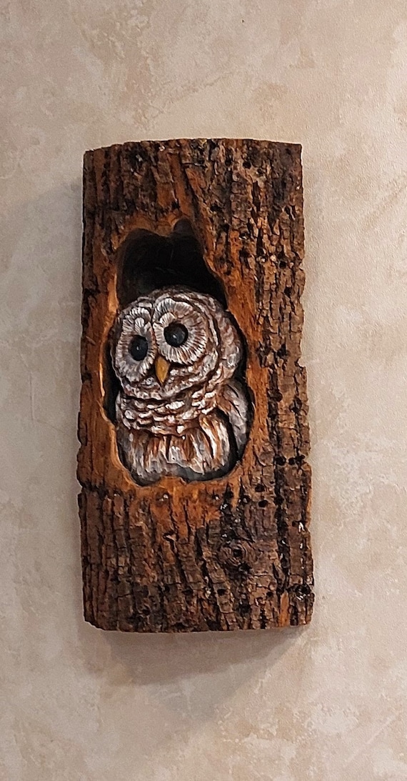 Hand Carved Wooden Owl in Basswood