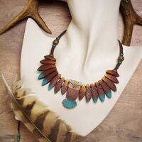 Owl Necklace with Turquoise wing Feathers
