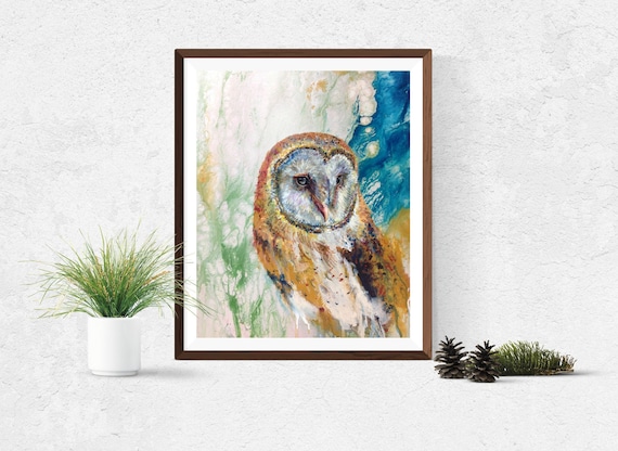 Barn Owl colorful art print