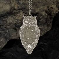 Silver Eagle Owl Pendant Necklace