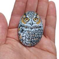 Pebble Painting Great Horned Owl Magnet! Painted pebble bird with Acrylics and finished with...