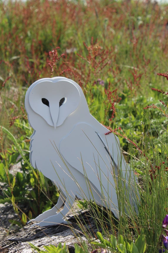 Metal Barn Owl Sculpture, Garden Art, Garden Ornament