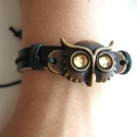 Owl bracelet Bird accessory Men Women Birthday gifts Brawn Totem Gift for her him Owls Carve...