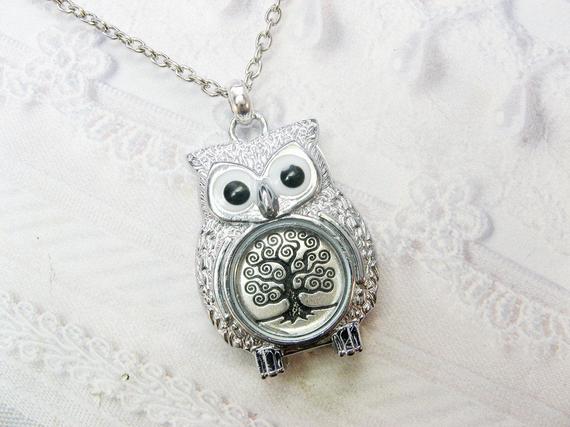 Silver Tree of Life Owl Necklace