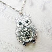 Silver Tree of Life Owl Necklace