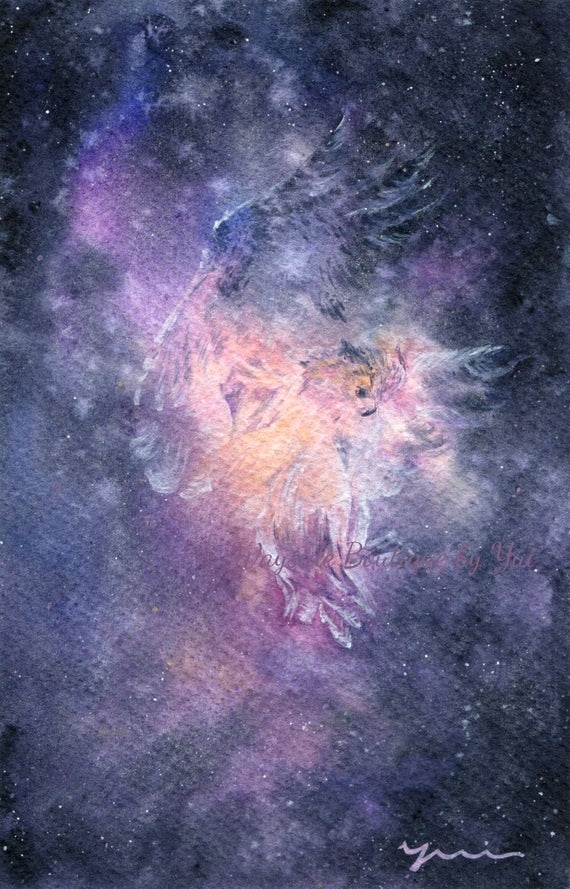 PRINT –Owl Spirit no2 Watercolor painting 7.5 x 11”