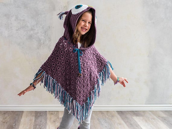 Crochet Pattern for Hooded Owl Poncho