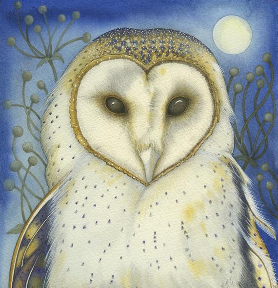 Fine art print of an original painting: 'The White Owl'.