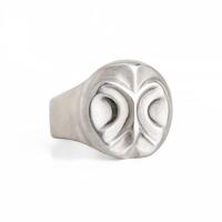 Great Grey Owl ring, geometric silver ring