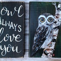Owl acrylic painting on wood
