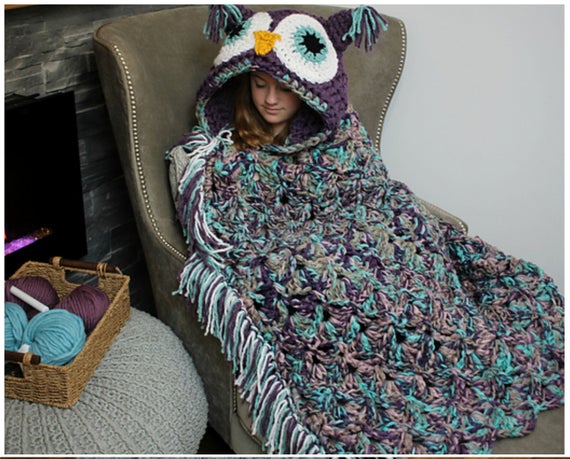 Crochet Pattern for Owl Blanket