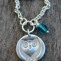 Silver owl woodland necklace