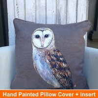 Hand painted Barn Owl pillow