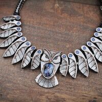 Mechanical Owl Necklace, Owl Wings Feathers Jewelry