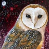 Mounted print titled "The Owl" by Amanda Clark - barn owl art print, fairytale art...
