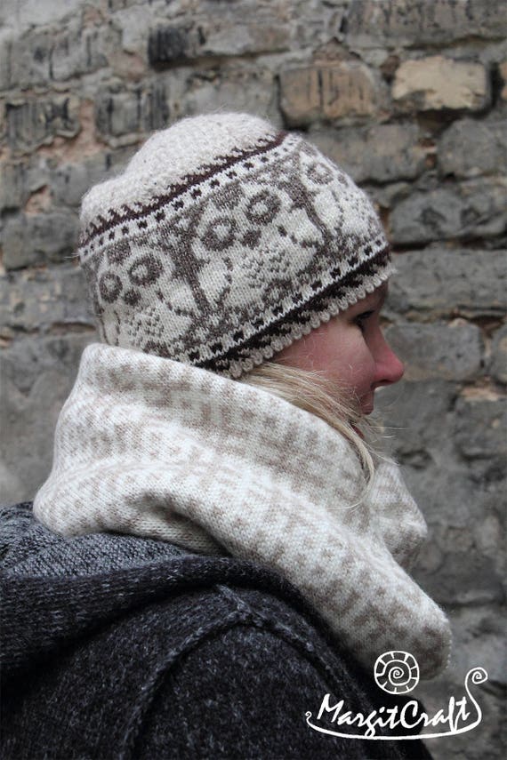 Knitted Nordic winter hat with owls chart,winter accessories,casual and lovely Christmas gift,gift for him,gift for her,unisex hat.