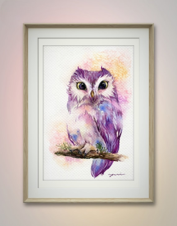 Look in to my eyes ORIGINAL watercolour painting 7.5x11 inches,Hand paint 100%, art, Hand made, owl,minimalist, Contemporary, gift,Wildlife