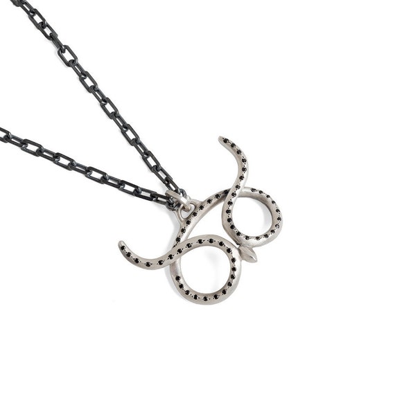 Silver Owl necklace with black Spinel setting , owl curve pendant, owl silver pendant, owl jewelry, owl silver jewelry, Christmas gift