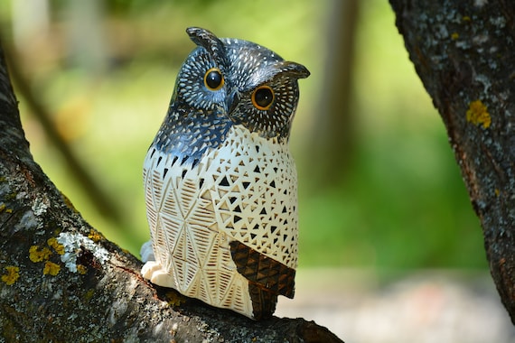Brown and White Owl Figurine,Owl Statuette,White Owl,Owl Statue,Owl Figurine,Owl Home Decor,Owl Decoration,Owl Gift,Figurine Owl,Owl Decor
