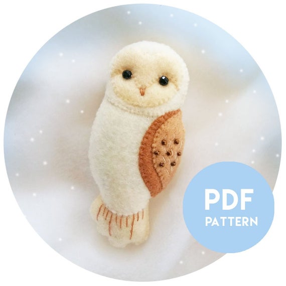 PDF Pattern - Barn Owl Felt Brooch