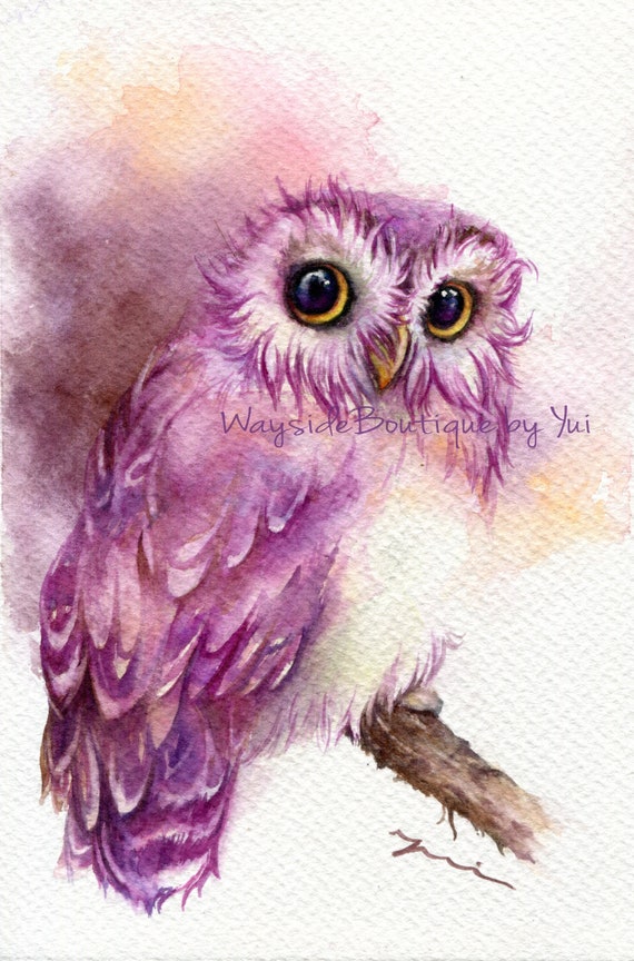 PRINT - Owl- Watercolor painting 7.5 x 11”