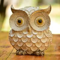 Handmade White and Gold Owl Figurine - Charming Owl Decor for Housewarming - Unique Christma...