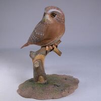 5-7/8 inch Ferruginous Pygmy Owl Hand Carved Wooden Bird