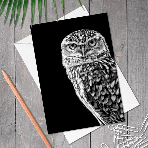 Burrowing Owl illustration A5 greeting card