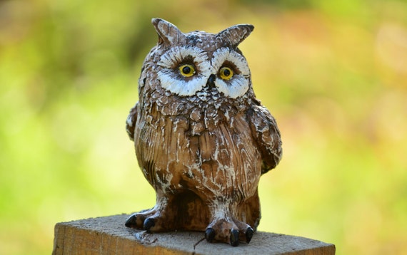 Brown and White Owl Figurine,Owl Home Decor,Birthday Gift,Shabby Chic Owl,Shabby Chic Decor,Owl Decor,Owl Statuette,Owl Figurine,Owl Gift