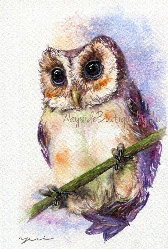 PRINT - Owl- Watercolor painting 7.5 x 11”