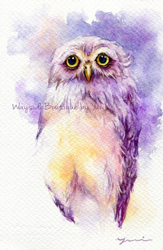 PRINT - Owl- Watercolor painting 7.5 x 11”