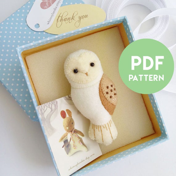 PDF Pattern - Barn Owl Felt Brooch Ornament