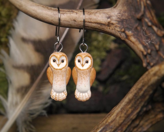 Barn Owl Earrings Owls Animal Bird Jewelry Gift