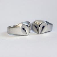 Barn Owl Ring With Blue Sapphire Eyes