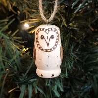 Owl ornament, owl figure, owl decor handmade owl ornament, rustic ornament, nesting doll o...