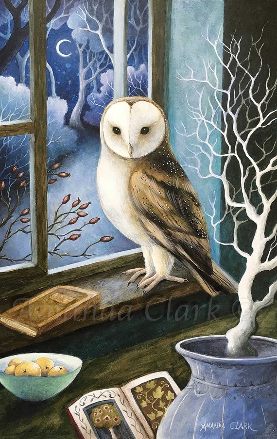 Limited edition Owl giclee print: Visitor at my Window