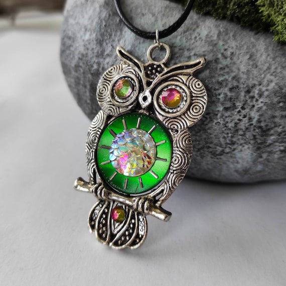 Owl key Fantasy necklace, Steampunk pendant