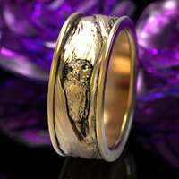 Gold Owl Tree Bark Ring