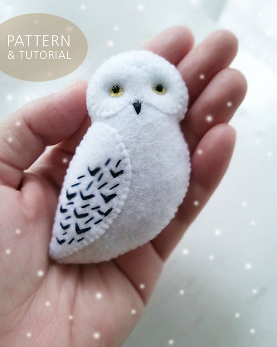 PDF Pattern - White Snowy Owl Felt Brooch Ornament