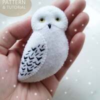 PDF Pattern of White Snowy Owl Felt Brooch Ornament Soft Toy, Easy Craft for Children, DIY H...