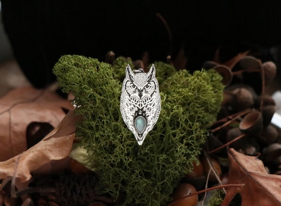 Great Horned Owl Pendant in sterling silver