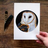 Barn owl art print, A5 size