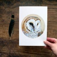 Barn owl art print, A5 size