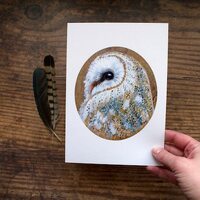 Owl art print, A5 size print.