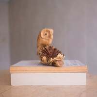 Personalized Gift, Wooden Little Owl Sculpture, Cute Statue, Wood Carving, Figure, Rustic, N...