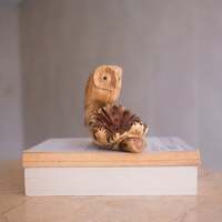 Wooden Little Owl Sculpture, Wood Carving