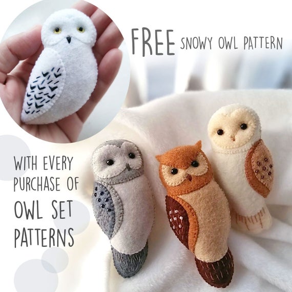 Felt Owl Brooch Ornaments Soft Toy PDF Patterns Tutorial Set