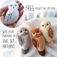 Buy 3 Get 1 Free, Owl Brooch Ornaments Soft Toy PDF Patterns Tutorial Set, Easy Craft for Ki...