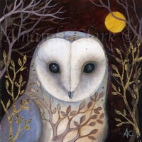 Limited edition Barn Owl giclee print -  Lilac Light