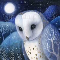 Limited edition giclee Owl print: Midnight Moon